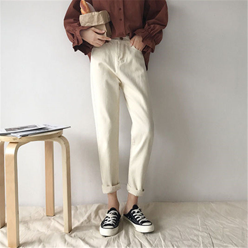 Slim high waist radish pants