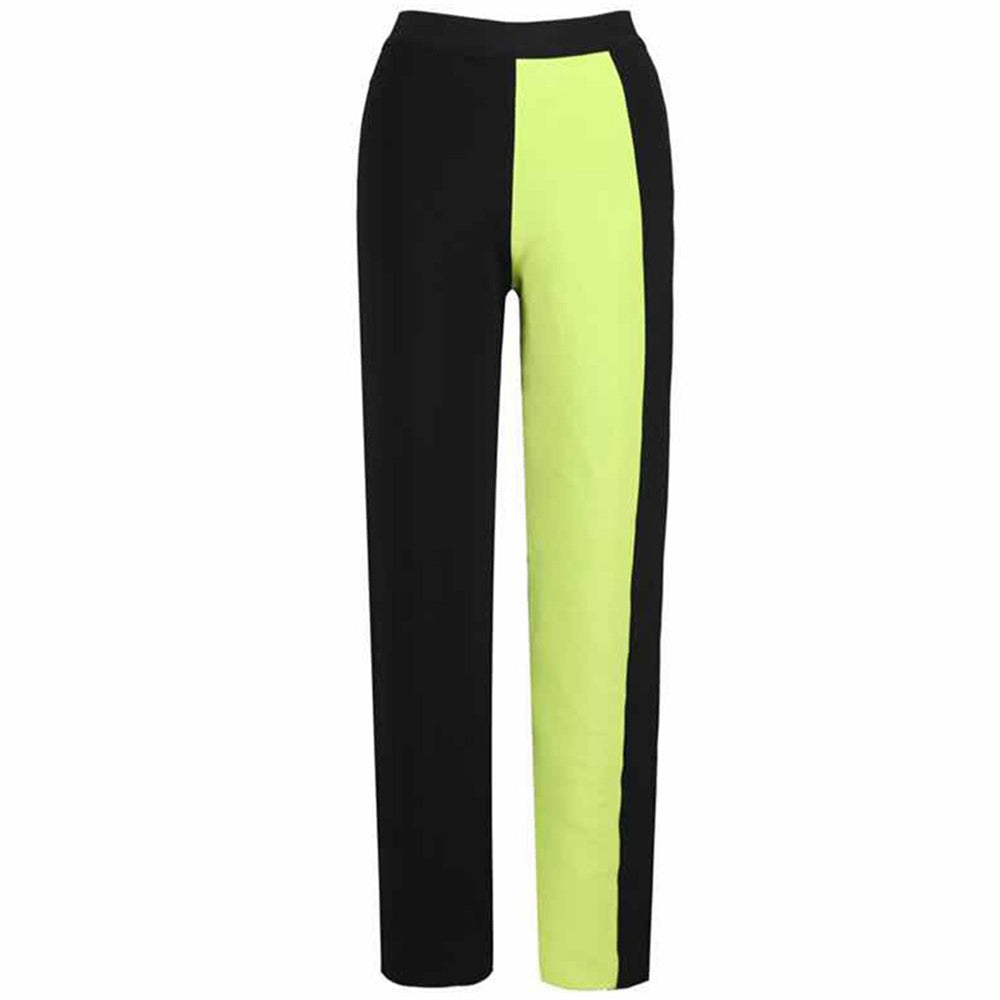 Contrast fluorescent patch straight-leg pants