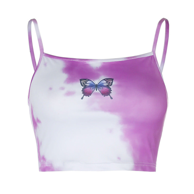 Fashion butterfly print tie-dye suit