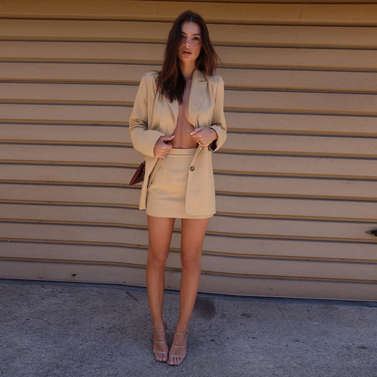 European American and Asian Fashion Solid Color Sexy Casual Suit