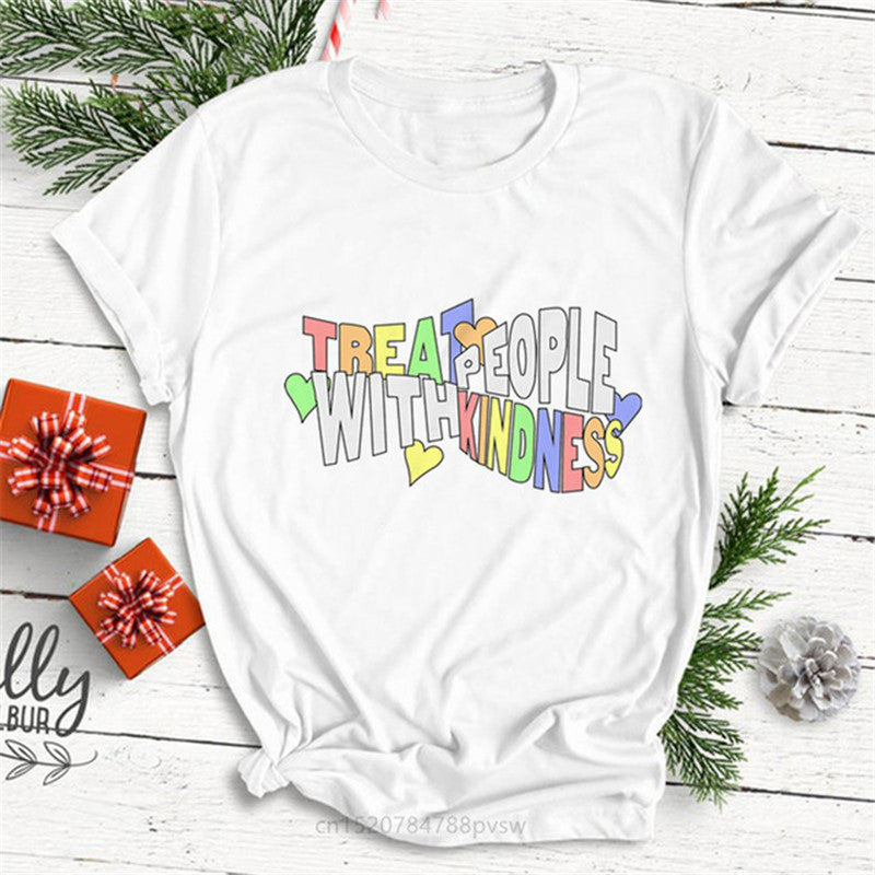 Hip Hop Harry Style Personality Letter Print Women T-shirt Short Sleeve