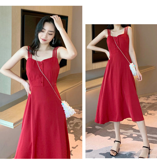 French Dress With Waist And Gentle Style
