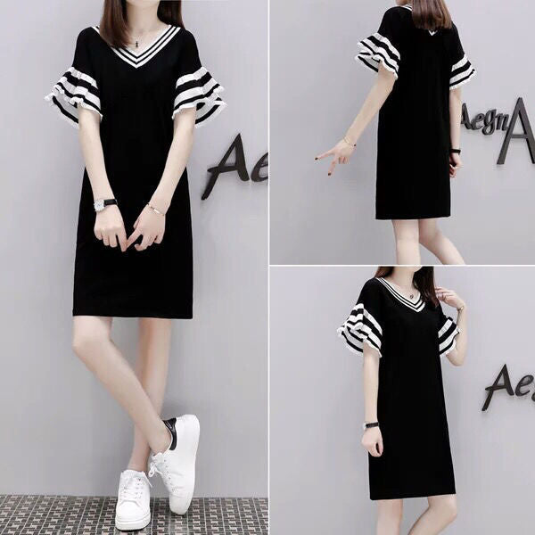 Summer New Women'S Loose And Thin V-Neck Dress