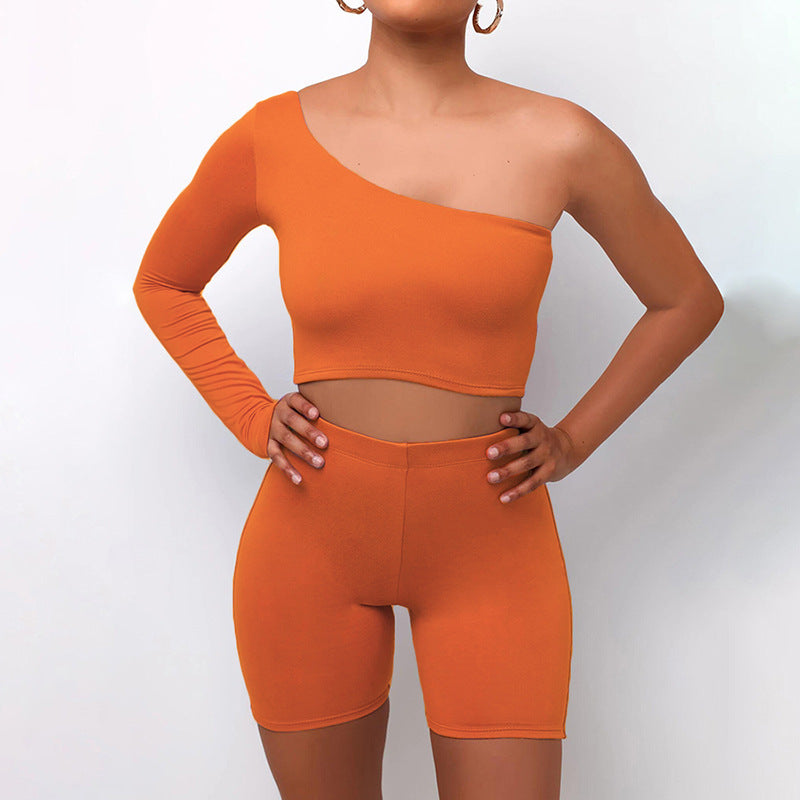 Solid Color 2-piece Set of Sports Motorcycle Shorts