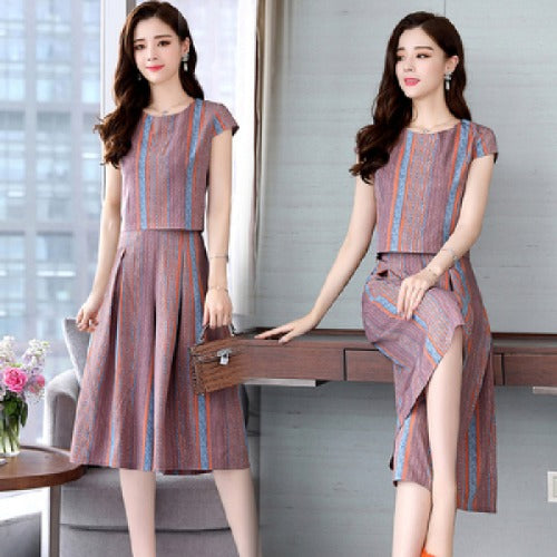 Two-Piece High Waist Drape Cropped Hakama