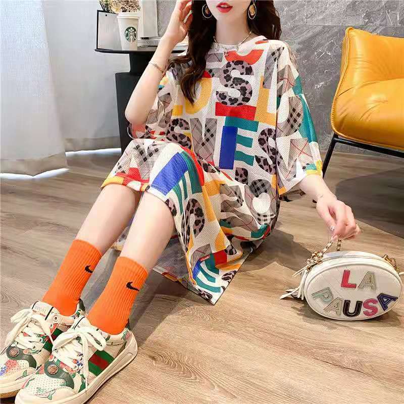 Women'S Mid-Length T-Shirt Dress Summer New Style Short-Sleeved Loose Oversized Women'S Dress Women'S Dress