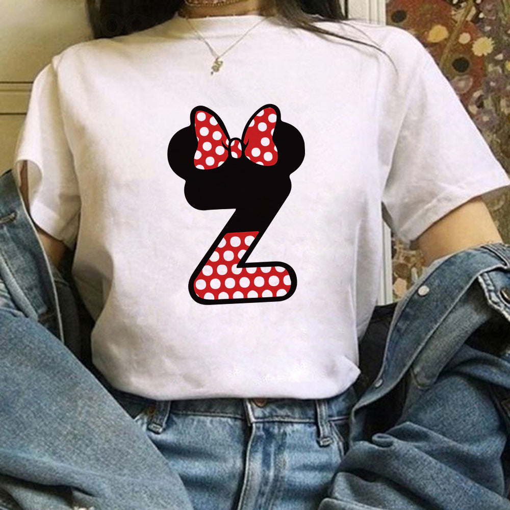 26 English Letters A-Z White Short-sleeved T-shirt