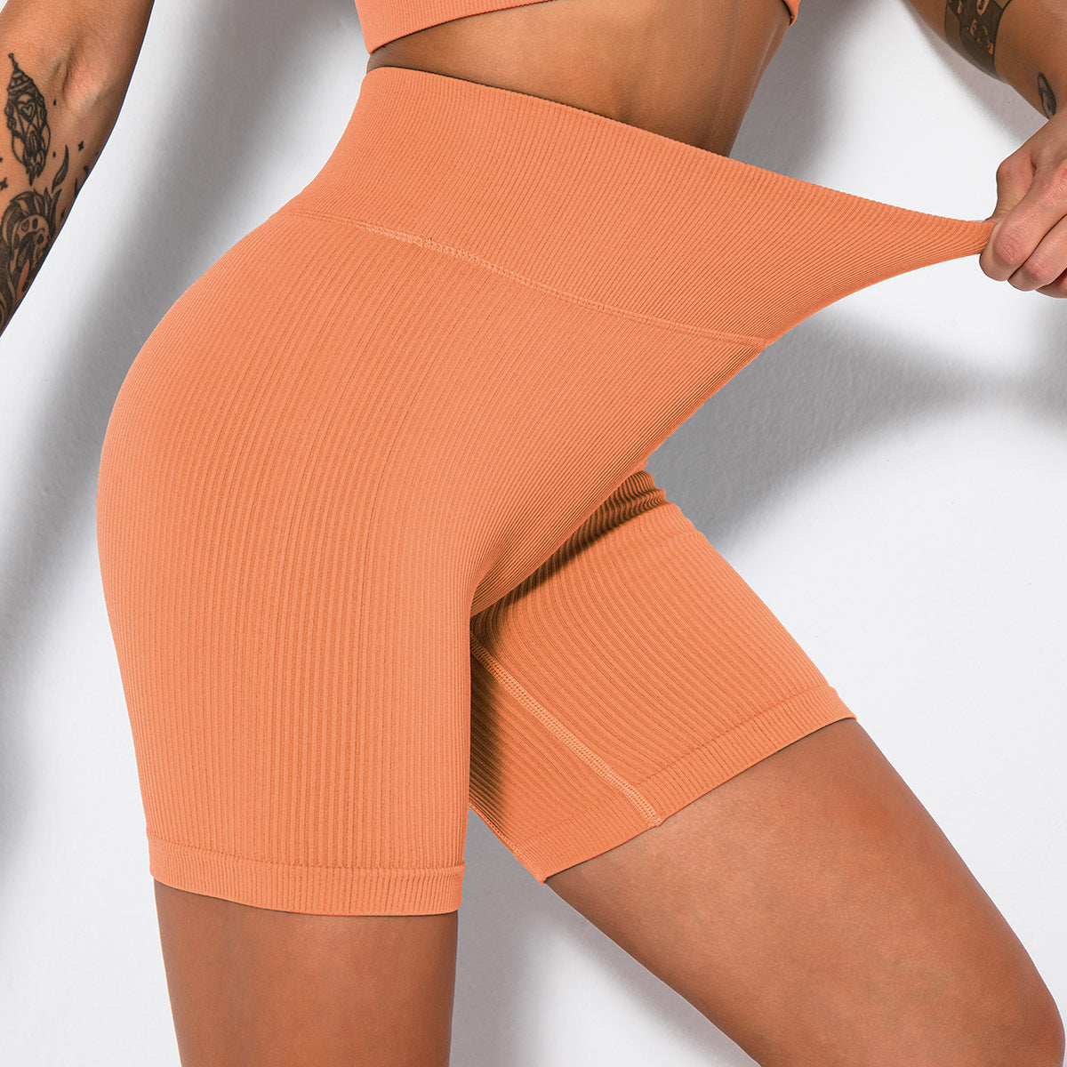 Seamless Knitted Sexy Sports Short-sleeved Shorts Yoga Wear Fitness Suit