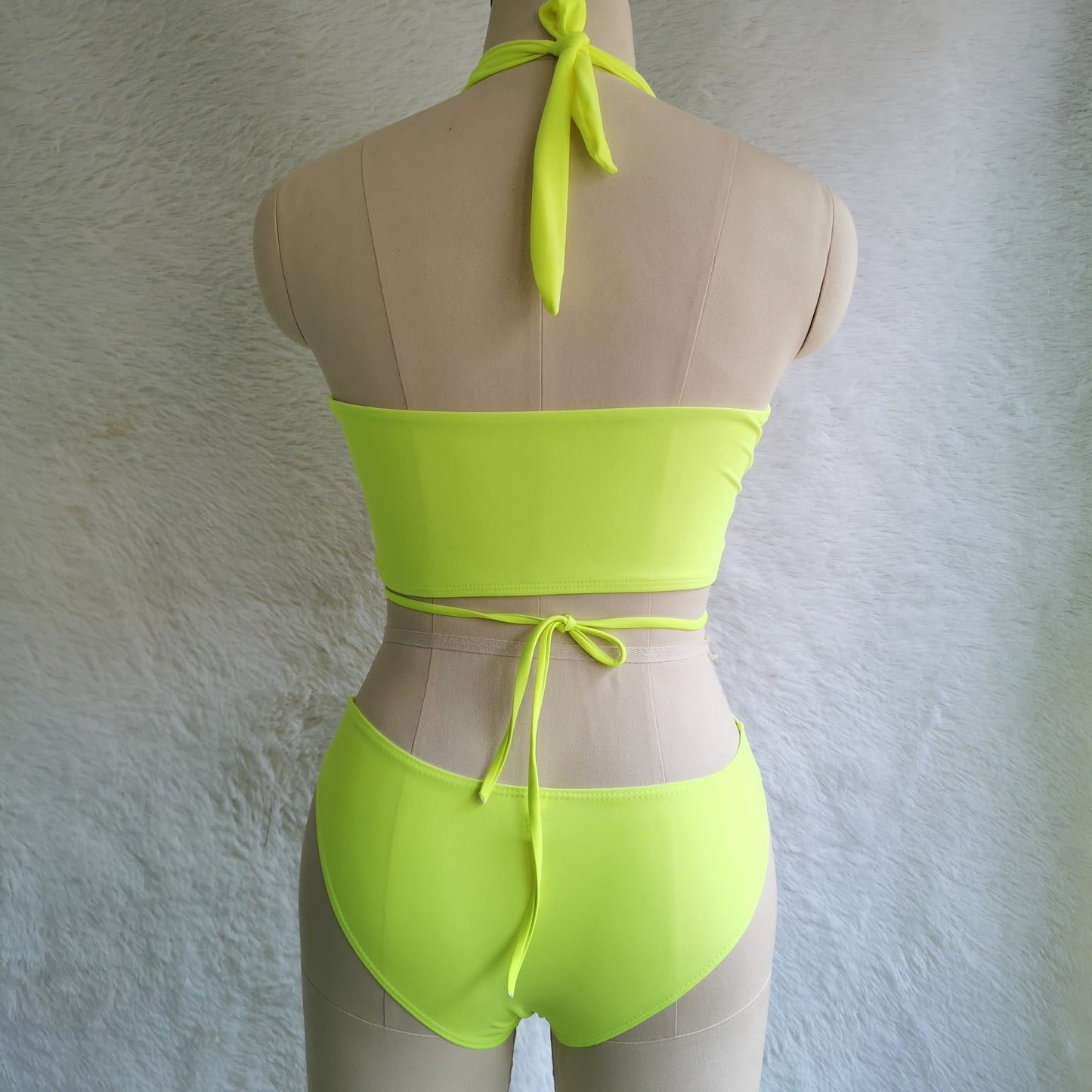 Women's European And American Solid Color Printed Swimsuit Bikini