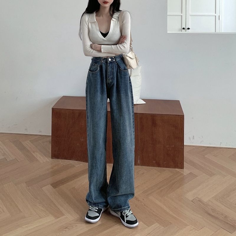 Vintage Chic Loose Drape Straight-leg Trousers