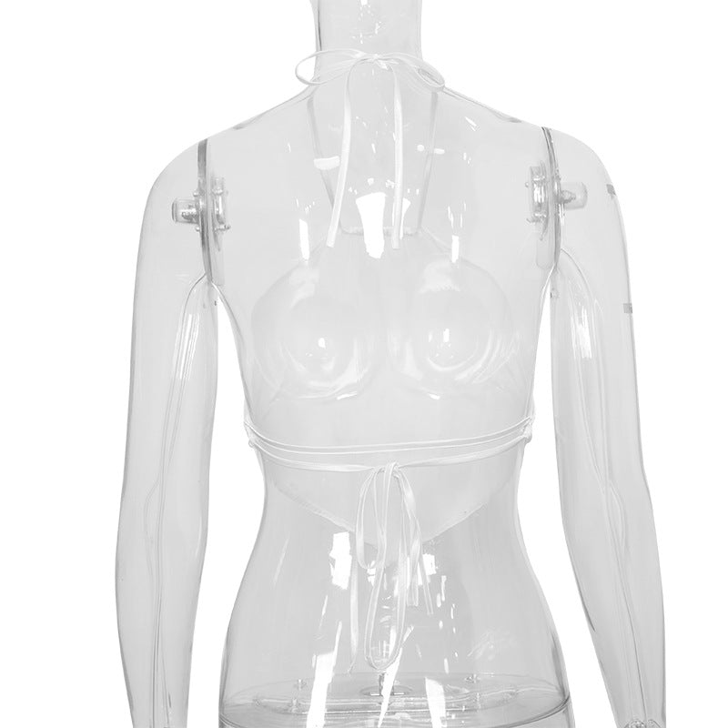 White diamond apron halter top
