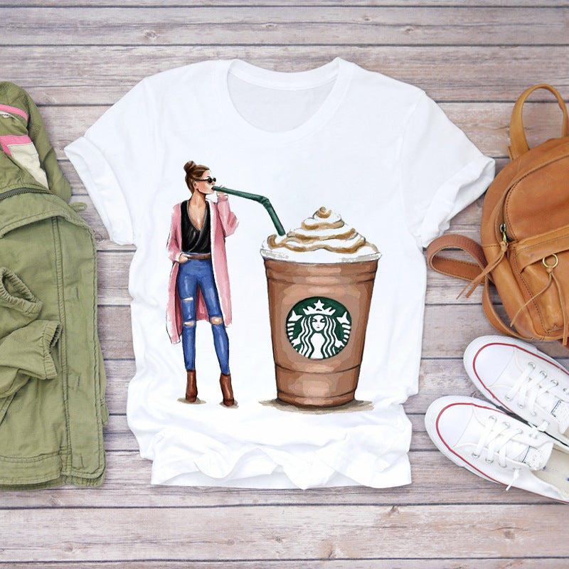 Women's Fashionable Printed Short-sleeved T-shirt