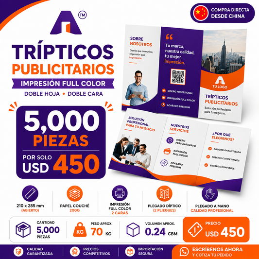 🔥 5,000 trípticos personalizados por solo USD $450