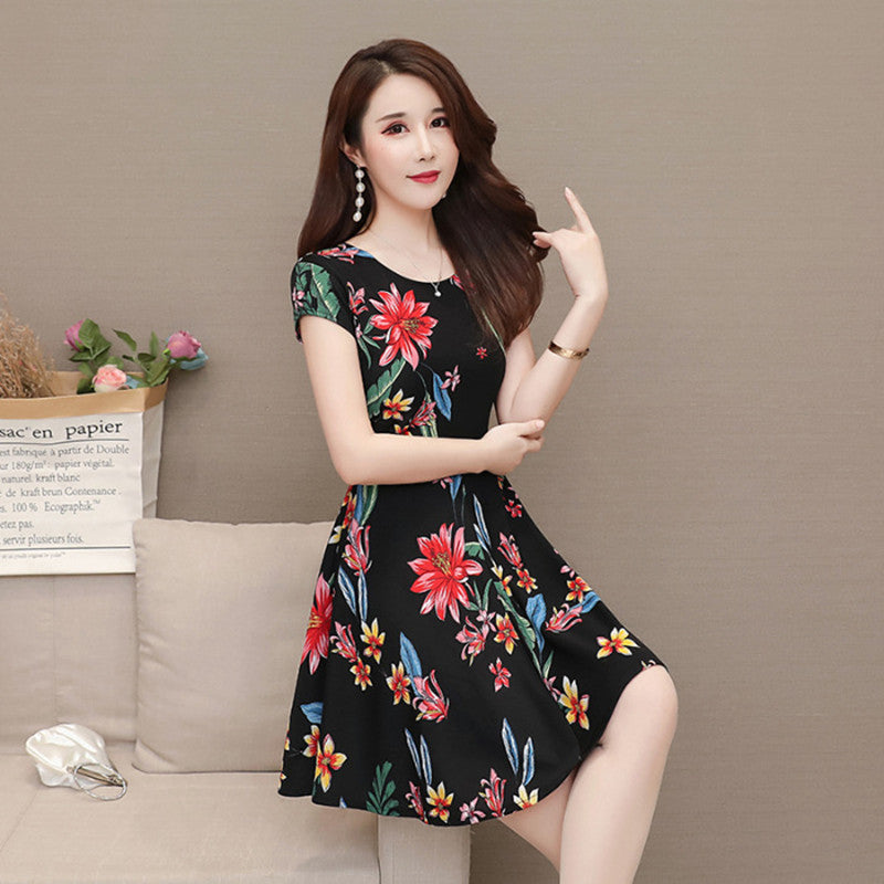Short-sleeved Trapeze Dress For Women, Spring And Summer
