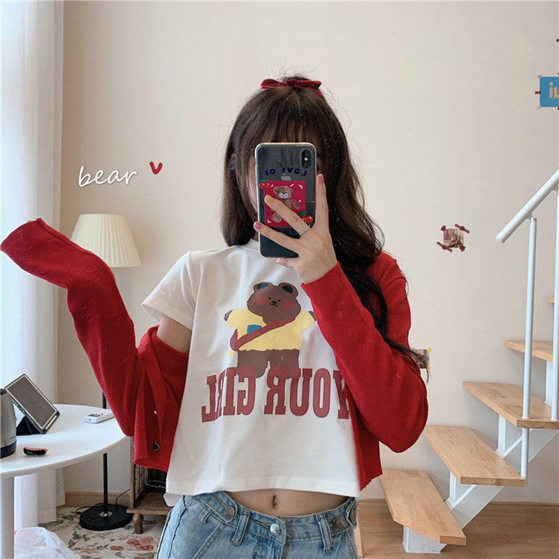 Short Half-Sleeved Top White Butterfly Short-Sleeved T-Shirt