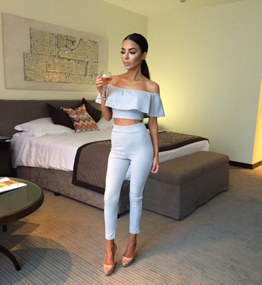 Sexy One-neck Fashion Casual Two-piece Suit