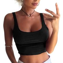 New Vest Solid Color Low-cut U-neck Sleeveless Sling Umbilical Vest