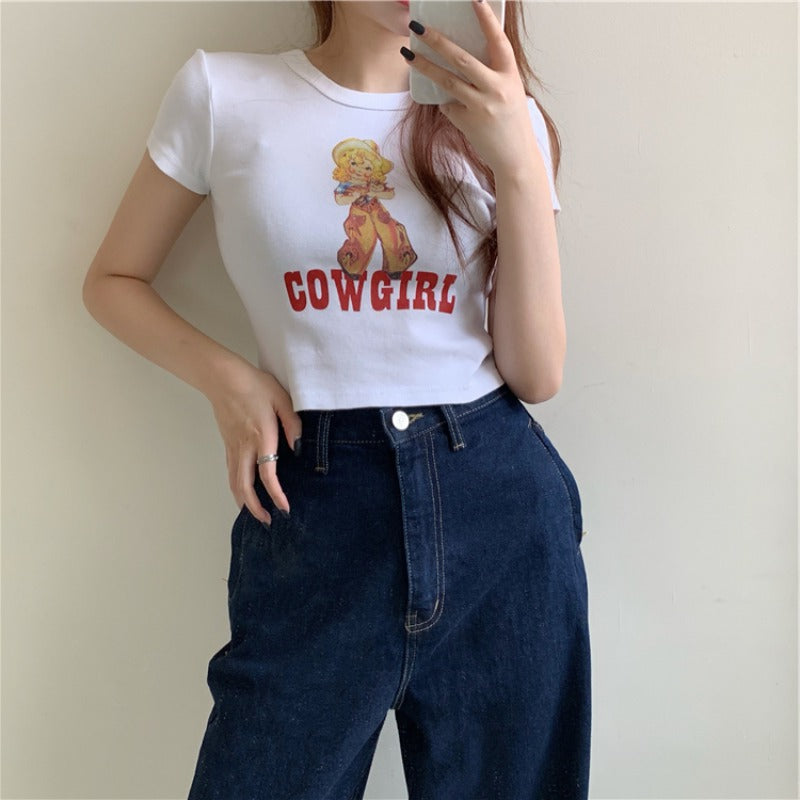 Short Half-Sleeved Top White Butterfly Short-Sleeved T-Shirt