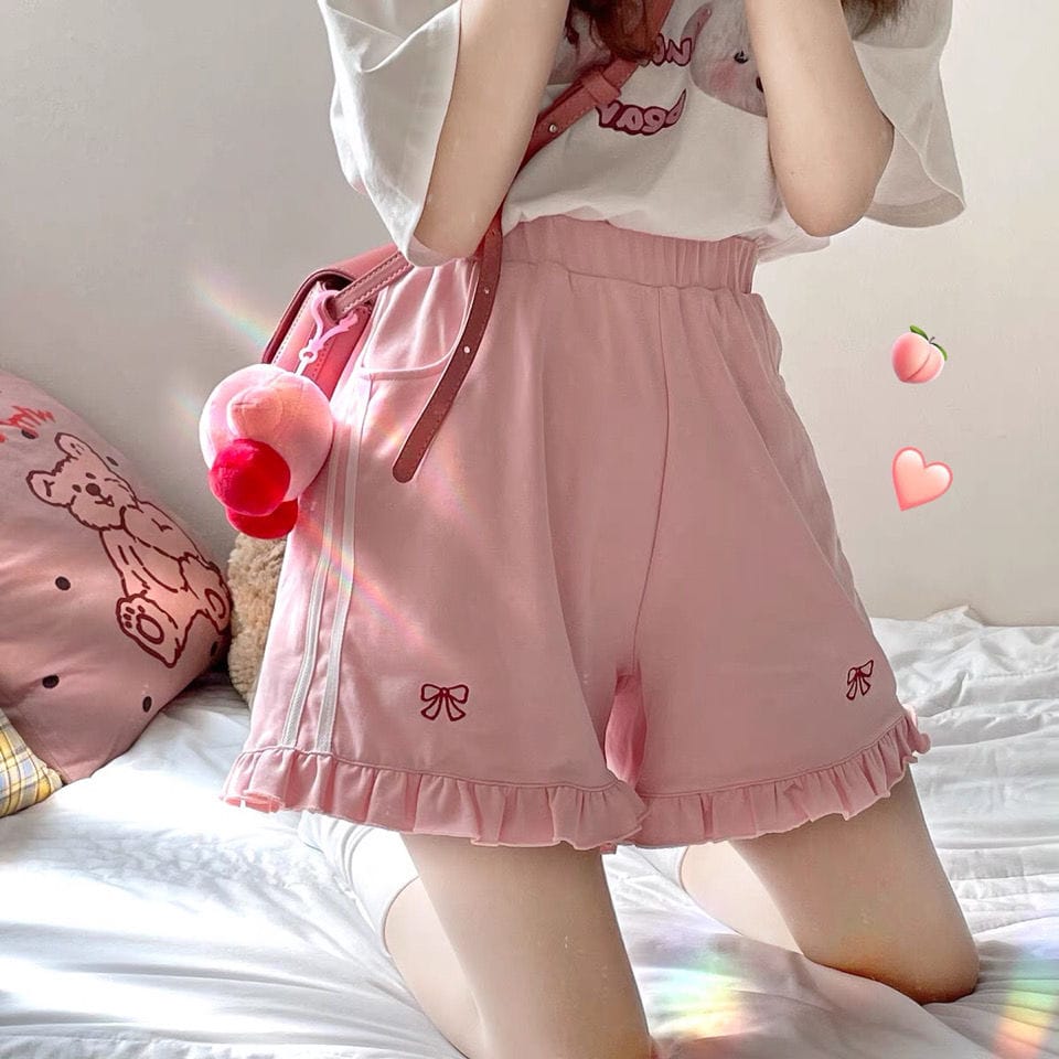 Summer Sports Girls' Japanese Embroidered Loose Slimming And Wide Leg Shorts