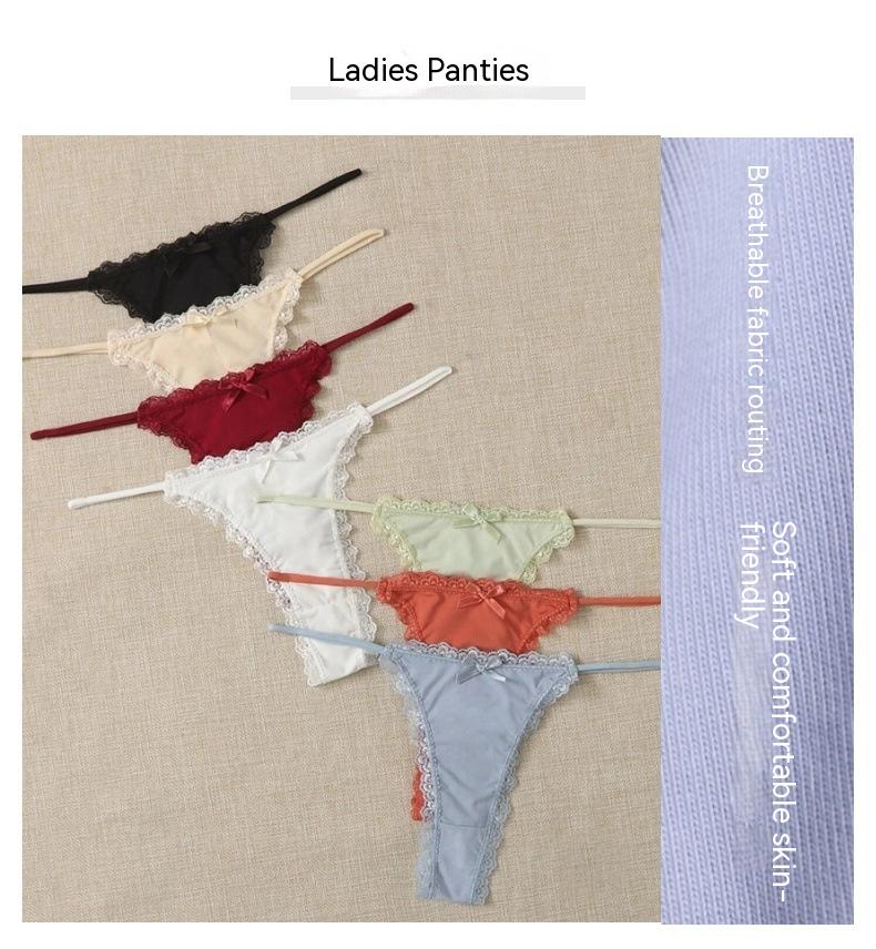 Lace Women's Ice Silk Underwear Thin Belt Low Waist T-back