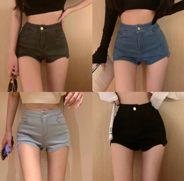 Irregular Jeans Women's Ins Trendy Elastic Thin Hot Pants