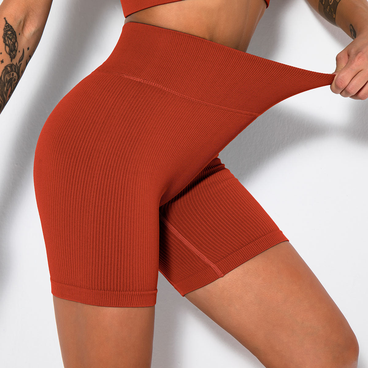 Seamless Knitted Sexy Sports Short-sleeved Shorts Yoga Wear Fitness Suit