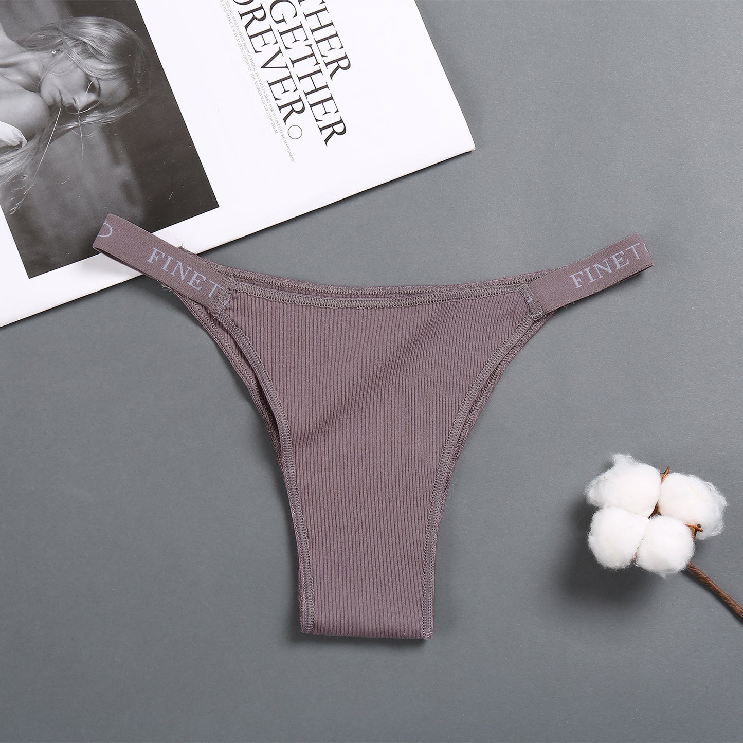Women's high waist high slit cotton thong