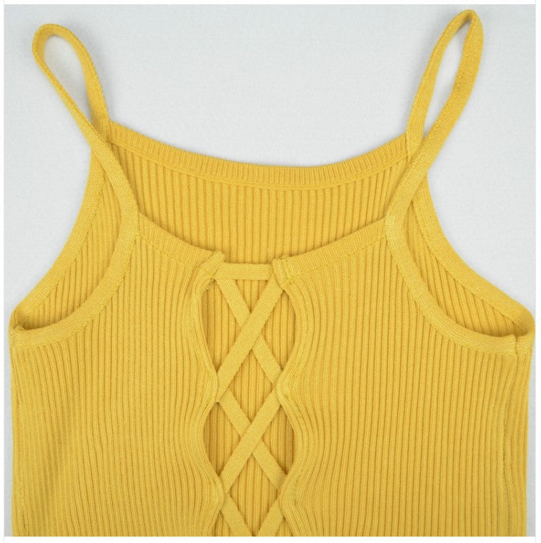 Strapless vest back hollow tie