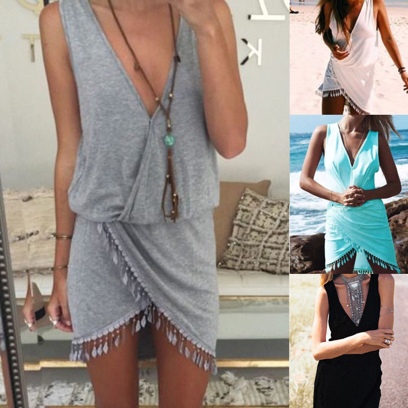 V-neck vintage irregular lace dress