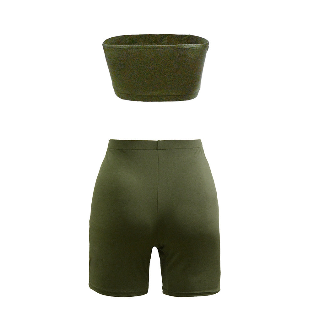 High stretch tights elastic small tube top shorts