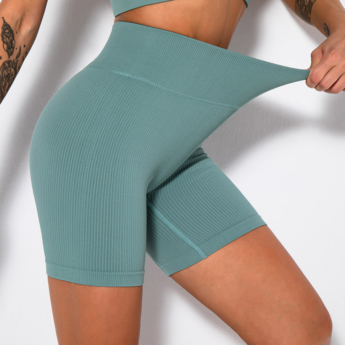 Seamless Knitted Sexy Sports Short-sleeved Shorts Yoga Wear Fitness Suit