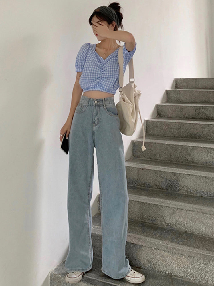 Straight slim wide-leg pants