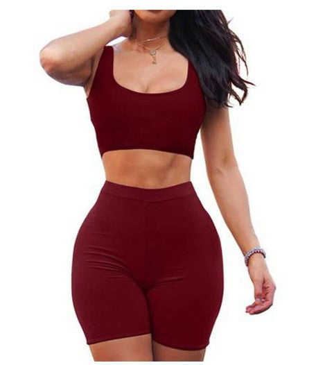 Sleeve vest shorts suit