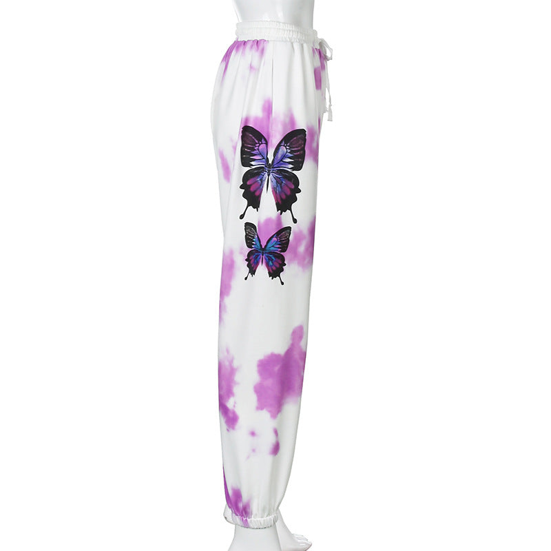 Fashion butterfly print tie-dye suit