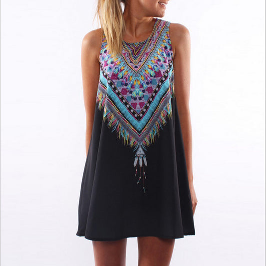 New Digital Print Round Neck Dress Ladies