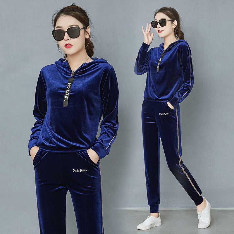 Spring And Autumn Gold Velvet Long Sleeve Loose Sports Jacket