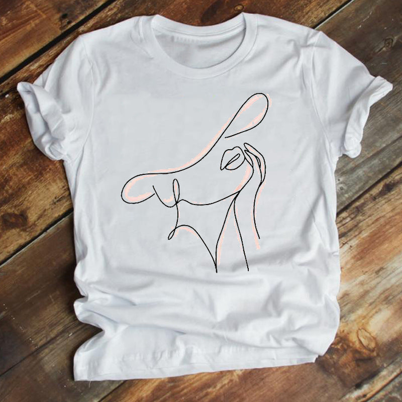 New Fashion Cartoon Printed Short-sleeved T-shirt Female Ins Trend