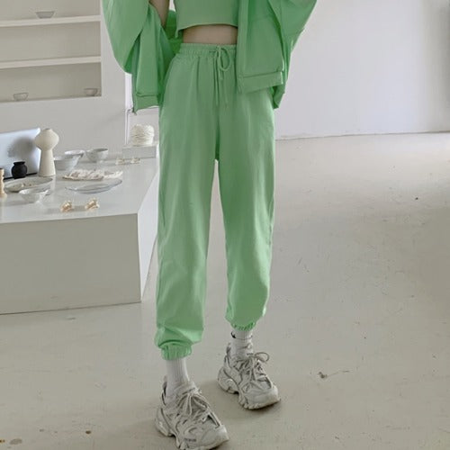 Sweater jacket + camisole + slacks