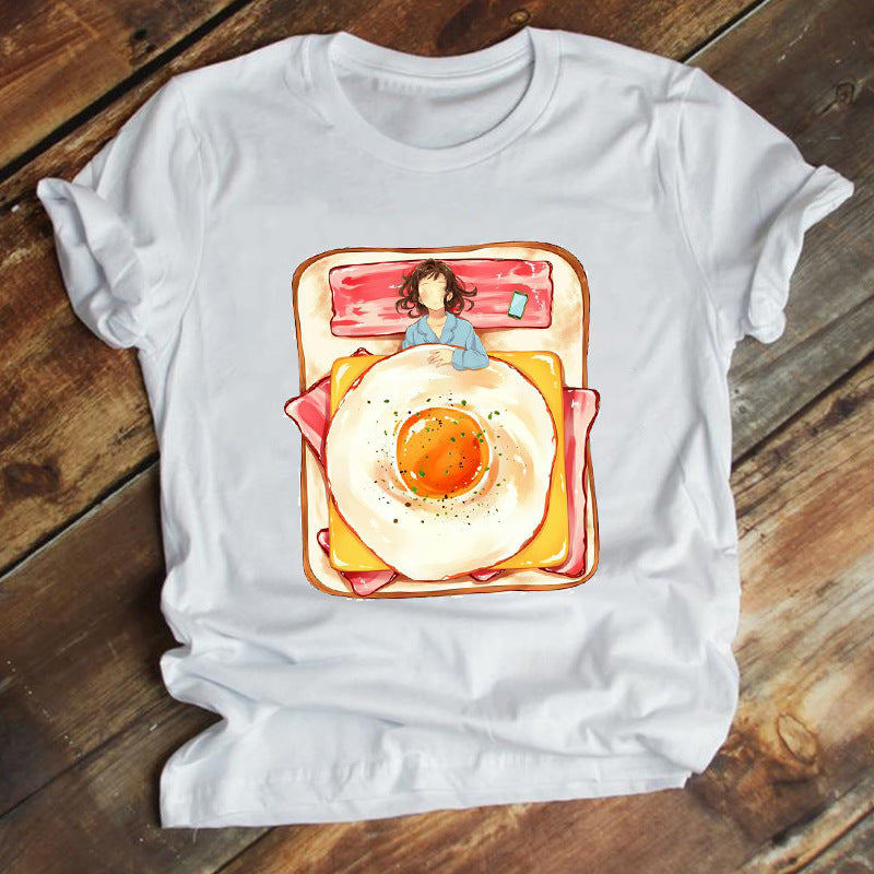 New Fashion Cartoon Printed Short-sleeved T-shirt Female Ins Trend