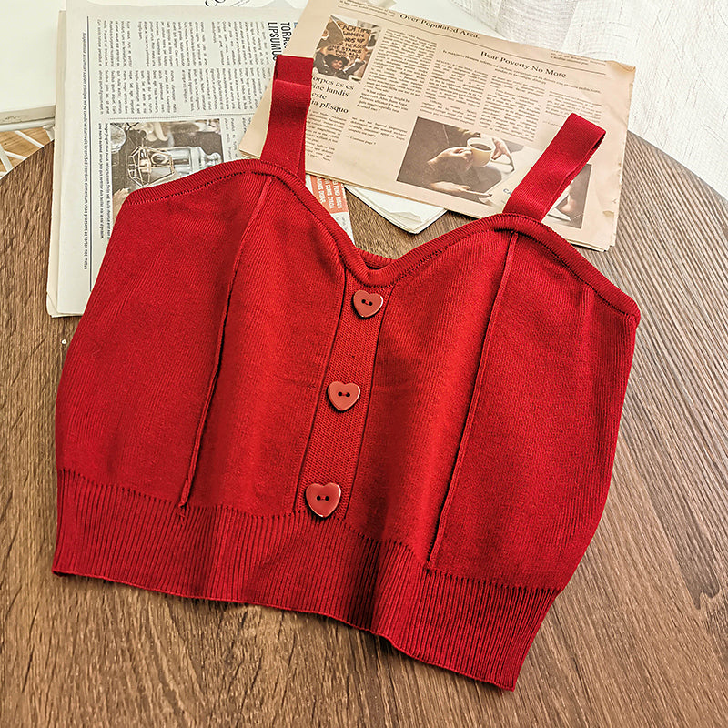 Outer Wear Bottoming Shirt Women Short Slim Fit All-match knitted Vest