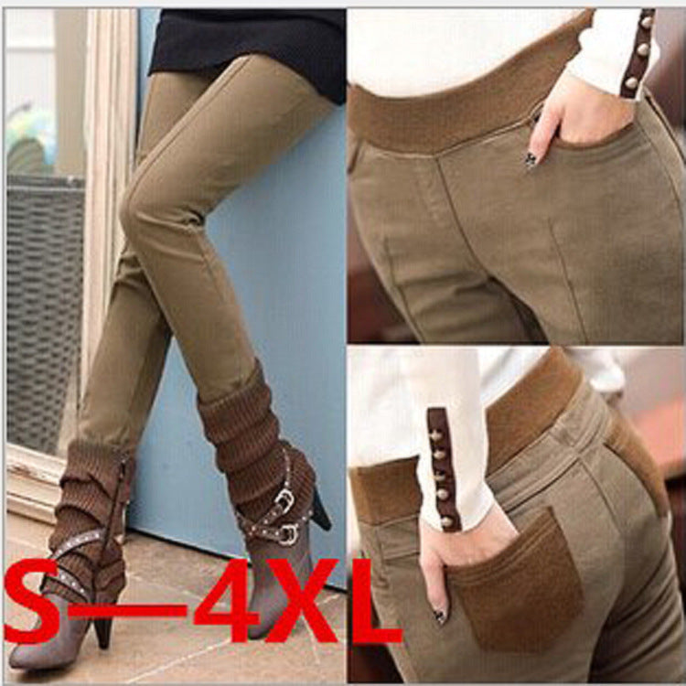 Plush thickened leggings boots pants