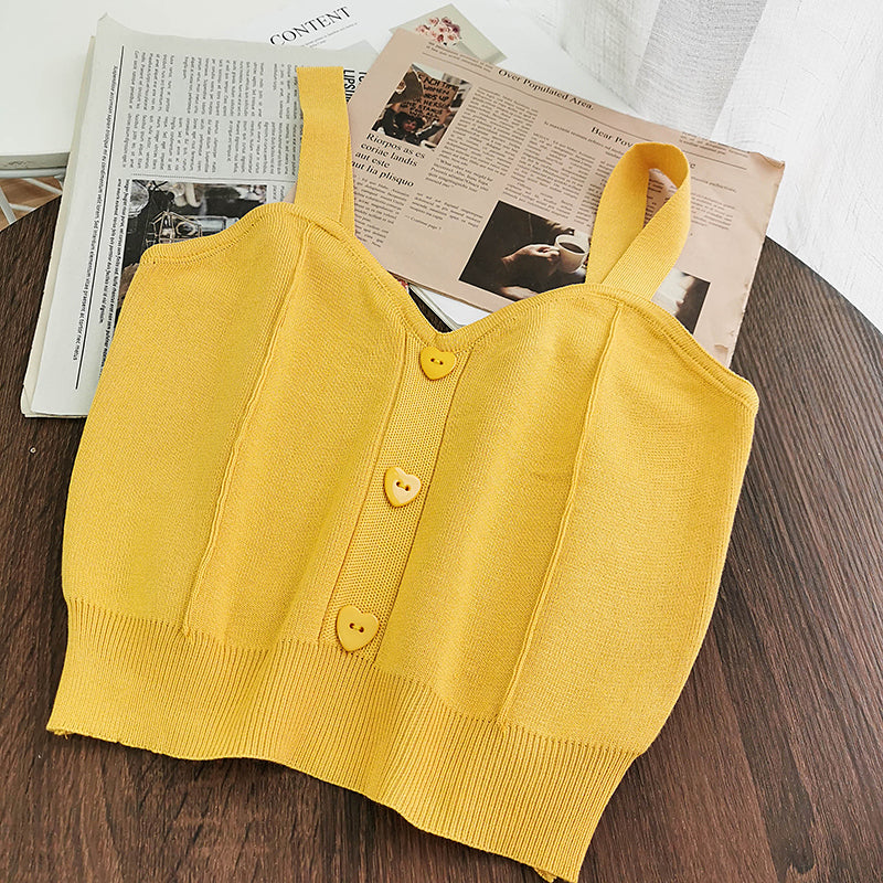 Outer Wear Bottoming Shirt Women Short Slim Fit All-match knitted Vest
