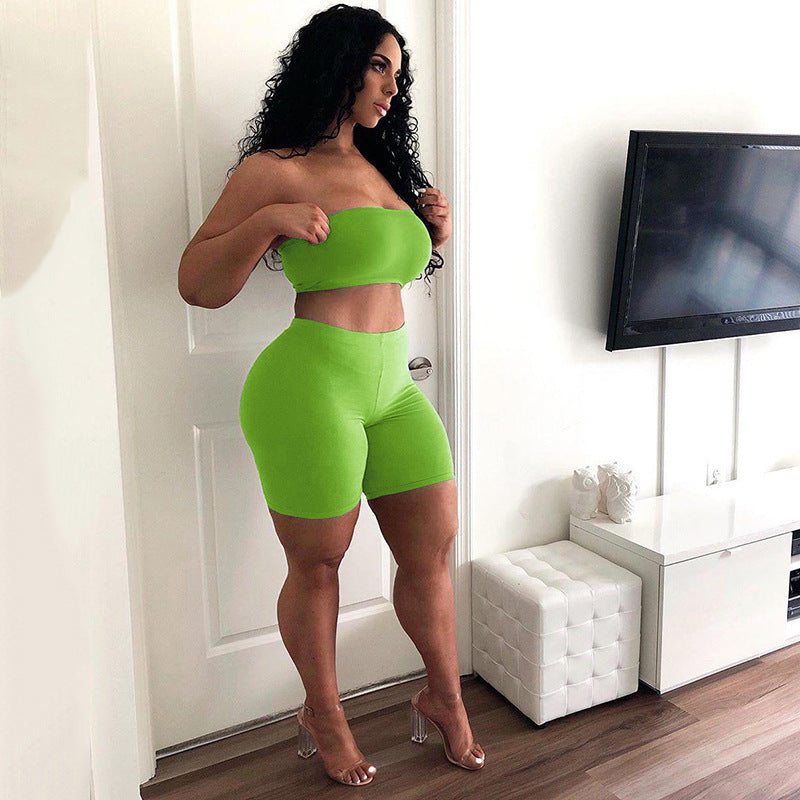 High stretch tights elastic small tube top shorts