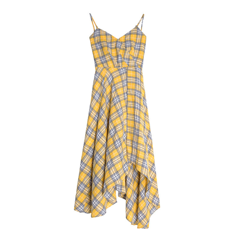 Women's Mini Plaid Sling Strapless Waist Slim Skirt