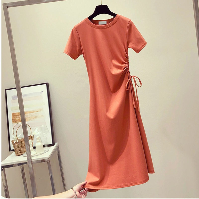 Western Style Avocado Green Dress With Drawstring Waist