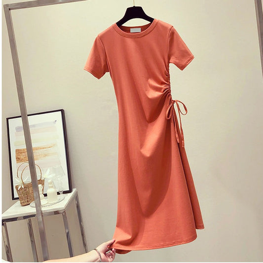 Western Style Avocado Green Dress With Drawstring Waist