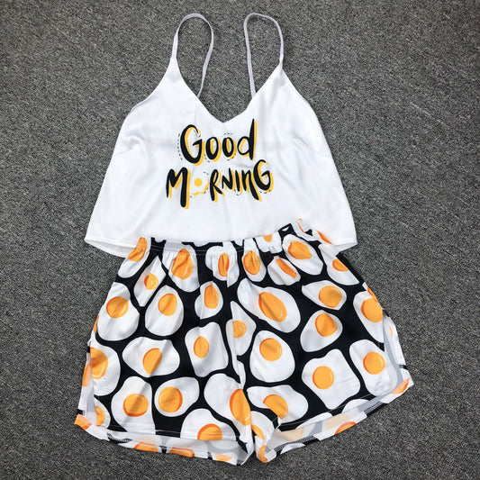 Sexy Satin Camisole Shorts Pajamas Two-piece Suit