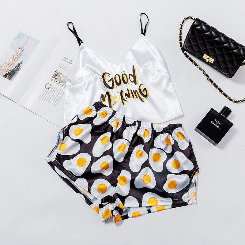 Sexy Satin Camisole Shorts Pajamas Two-piece Suit
