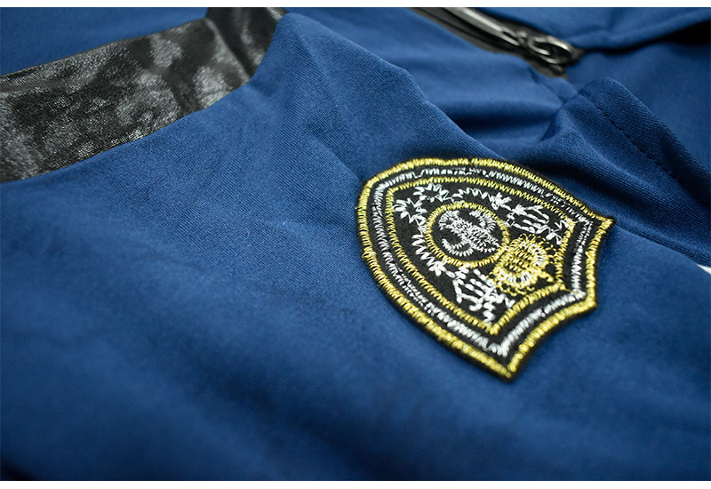 Cosplay Policewoman Blue Zipper Police Suit