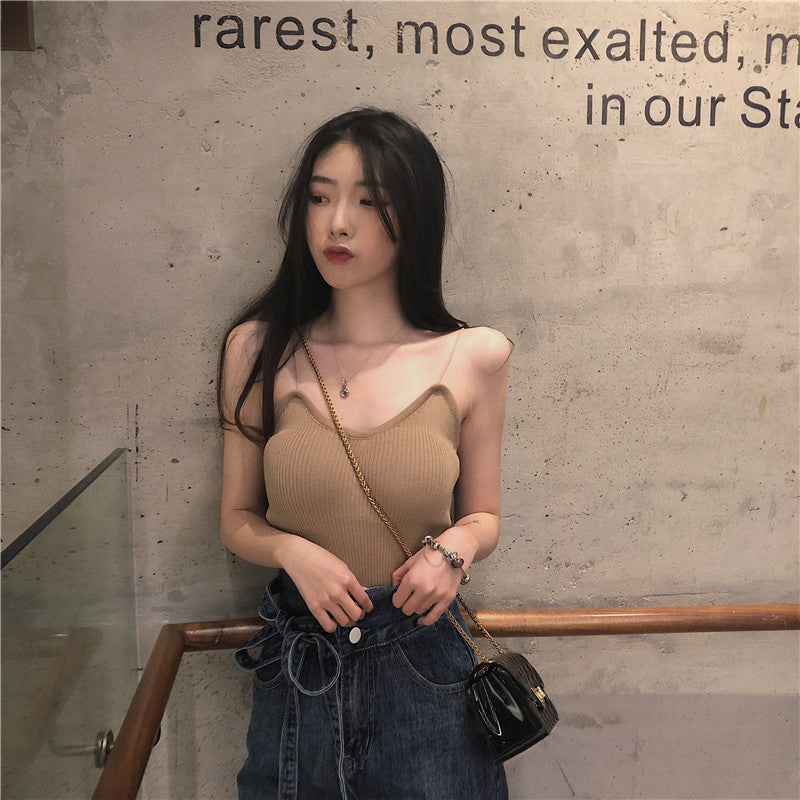Women's Simple Solid Color Knitted Camisole Vest
